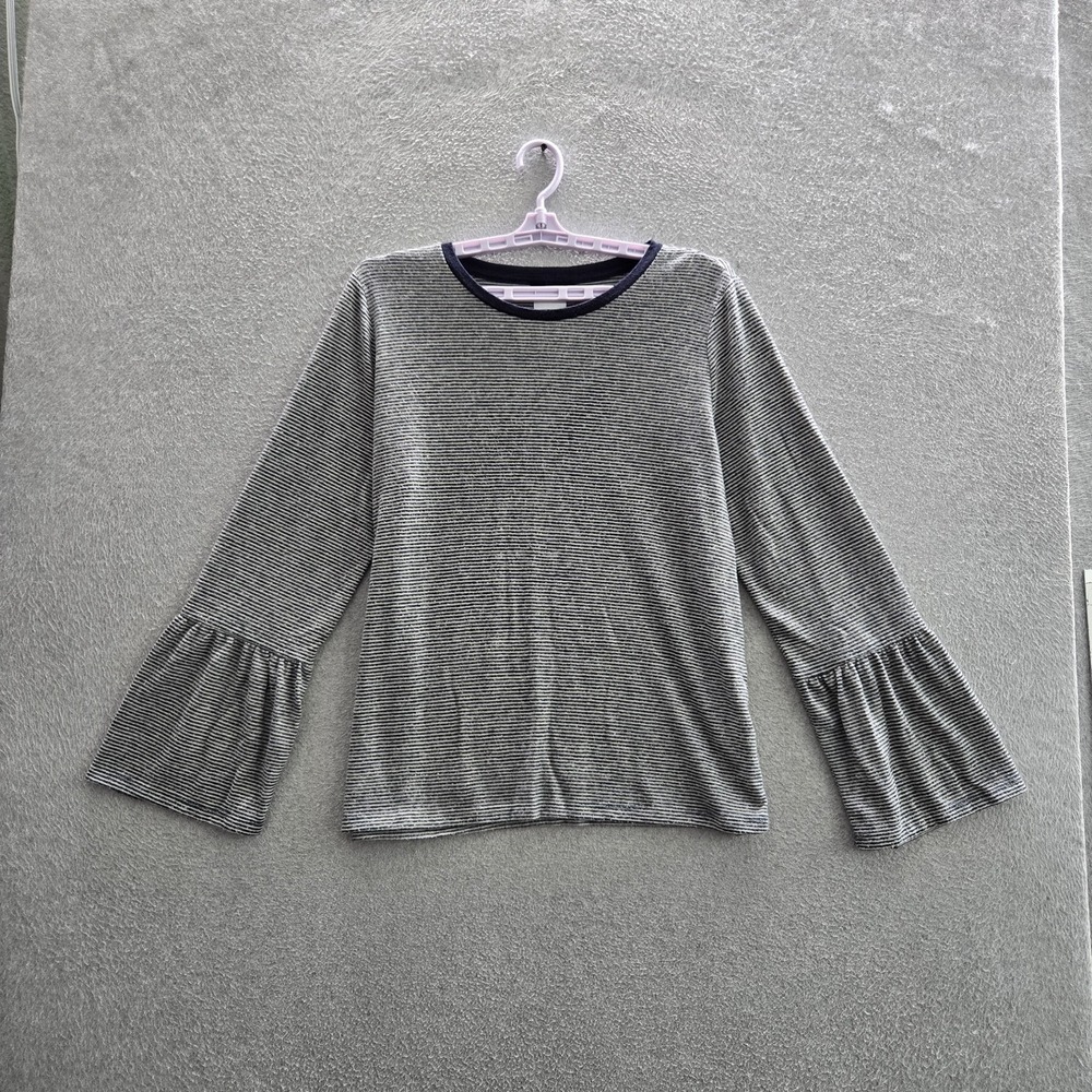 Lucky Brand Women‎ Sweater XL Gray Striped Bell Long Sleeve